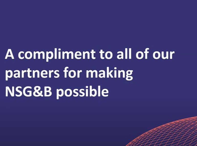 Billede med tekst: A compliment to all of our partners for making NSG&B possible.